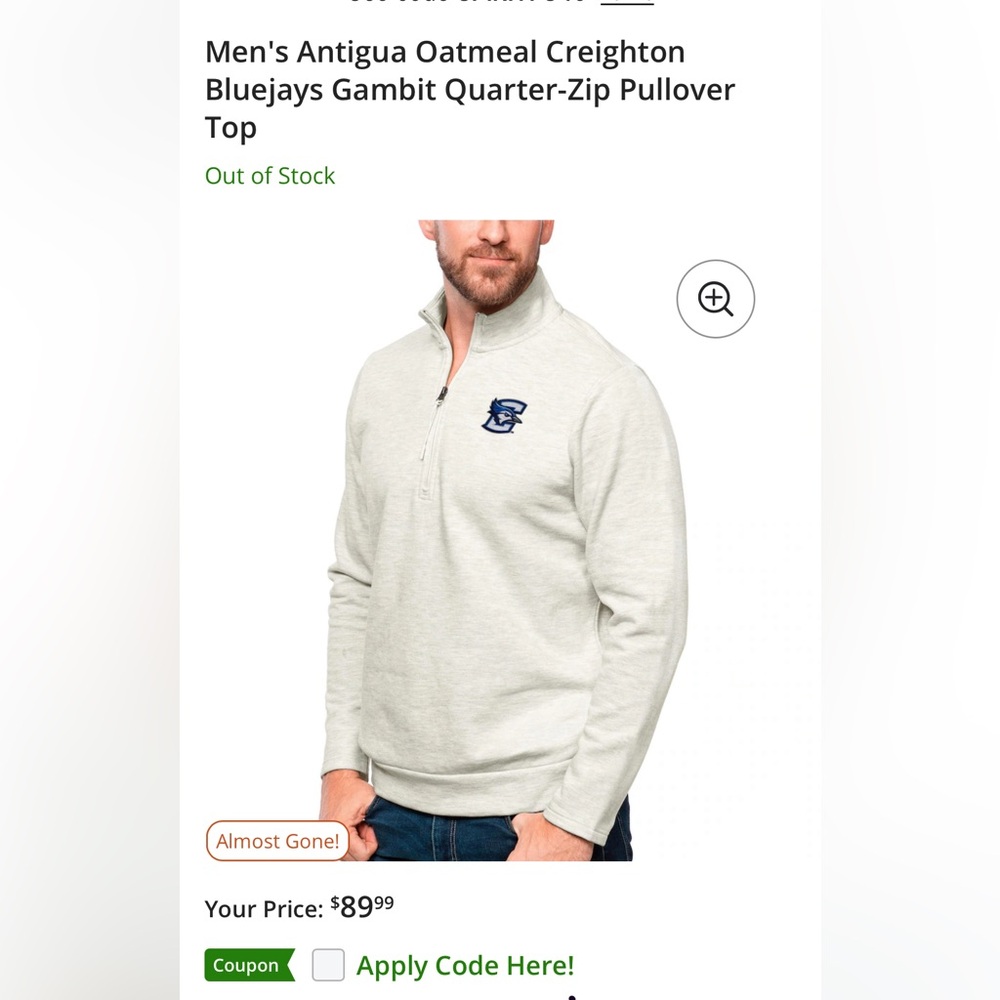 3 Mens Bluejays 1/4 zip pullovers